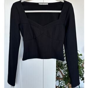 Abercrombie & Fitch Black Long-Sleeve Sweetheart Corset Top, Size S, Like New